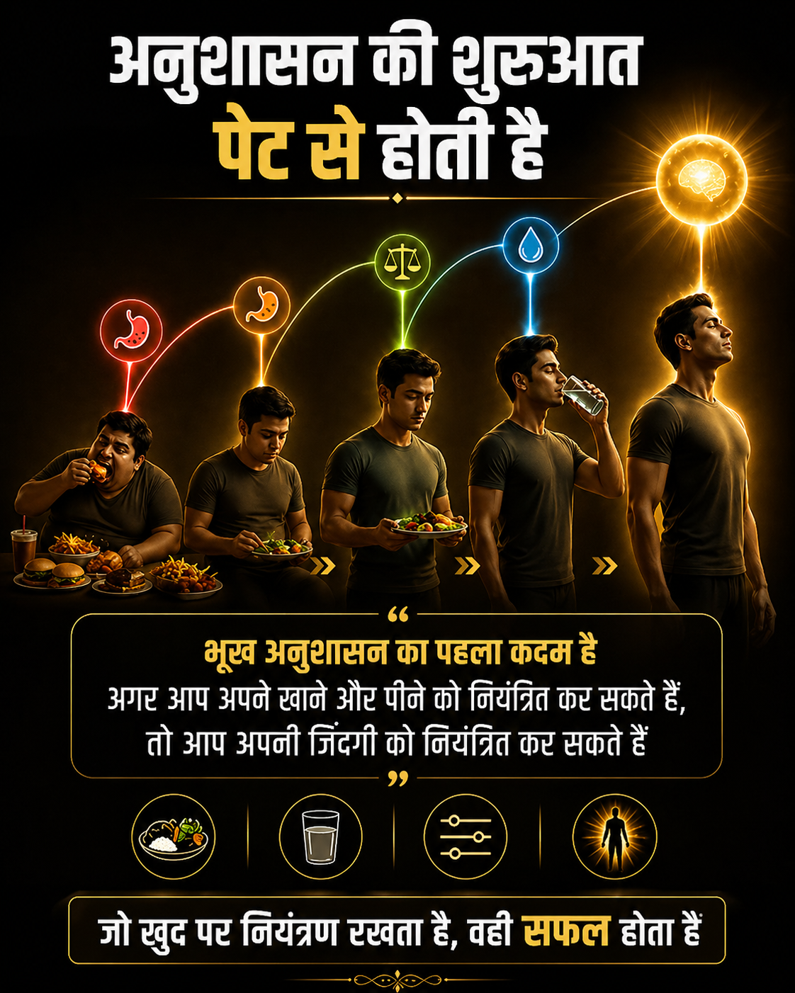 आत्म-अनुशासन की पहली सीढ़ी है भोजन पर नियंत्रण: जानिए दिमाग और पाचन तंत्र का गहरा संबंध